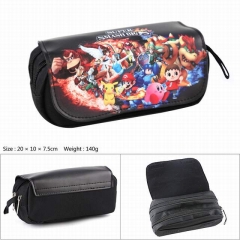 任天堂系列 游戏 黑色 双层拉链PU笔袋 学生文具袋 20X10X7.5M 140G.