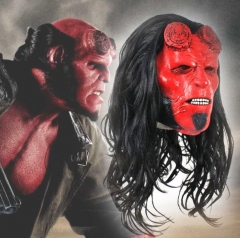 地狱男爵新款面具恐怖乳胶假发头套Hellboy周边Cosplay万圣节道具