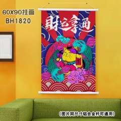 (60X90)BH1820-夏目友人帐 招财猫-新年白色塑料杆挂画