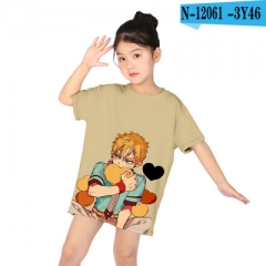 跨境新款地缚少年花子君3D印花卡通儿童长T恤裙子童装定制