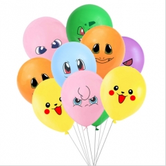 爆款热卖 12寸彩色皮卡丘卡通气球 节日生日气氛装饰卡通表情气球