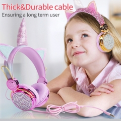 厂家直销头戴式儿童耳机爆款手机电脑通用带麦独角兽卡通耳机
