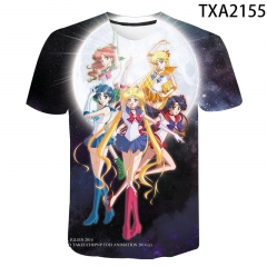 时尚潮流夏季新品 Sailor Moon 美少女战士 3D数码印花圆领T恤