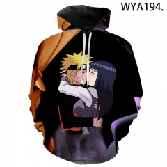 春秋季 动画火影忍者 Naruto 3D数码印花长袖套头帽衫男女卫衣