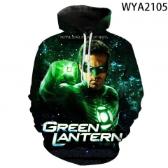 亚马逊跨境新款 绿灯侠 Green Lantern 3D数码印花男女长袖连帽衫
