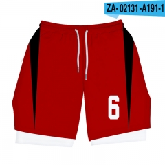 新款排球少年 3d双层运动健身裤男款户外宽松透气短裤
