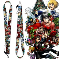 圣诞节新款进击的巨人日本动漫织带钥匙扣手机挂绳可拆分卡绳挂件