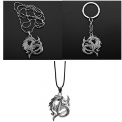 跨境新款饰品 巫师3龙优质金属钥匙扣 项链吊坠