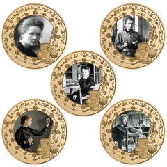 居里夫人纪念币套装金属工艺品纪念徽章圆形纪念币