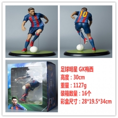 世界杯足球明星 漫之林 GK梅西 10号球衣 手办雕像，一件16个，高约30cm，外盒尺寸28x19.5x34cm，重量1127g