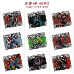 漫威系列超级英雄-26款 , 全彩pu皮对折二折短款钱包钱夹