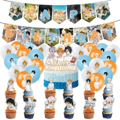 日本动画约定的梦幻岛主题派对生日拉旗气球插排场景布置装饰品