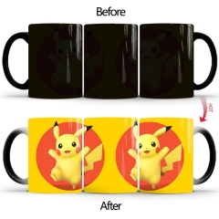 跨境pikachu皮卡丘变色马克杯创意陶瓷加热水感温咖啡杯外贸批发
