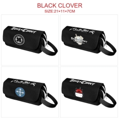 黑色四叶草-4款 动漫多功能大容量双层拉链文具盒笔袋