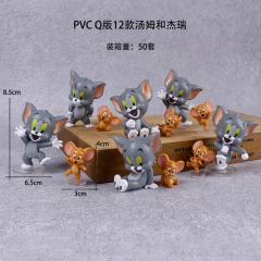 12款Q版猫和老鼠手办实心PVC汤姆猫和杰瑞鼠蛋糕装饰摆件手办玩具