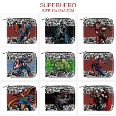 超级英雄 动漫全彩pu全包拉链短款钱包