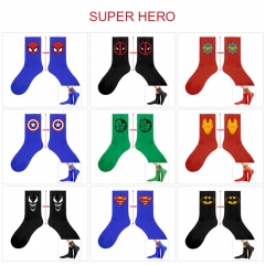 （5双一套）超级英雄15款 动漫印花中筒袜子