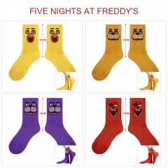 （5双一套）玩具熊的五夜后宫4款 动漫印花中筒袜子