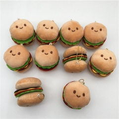 （10个一套）7cm 日系创意食物系列毛绒玩具公仔挂件汉堡表情包毛绒玩具钥匙扣