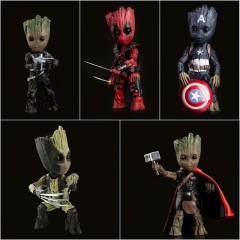 5 Styles Guardians of the Galaxy Groot Cos Wolverine Deadpool Thor Anime PVC Figures