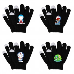 6款动漫哆啦A梦周边针织保暖手套学生印花加厚手套 男女骑行触屏手套