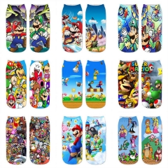21款游戏马里奥超级玛丽卡通周边袜子男女3D印花袜子学生潮款短袜