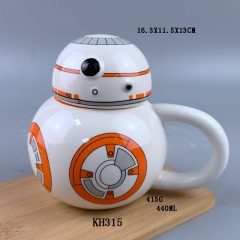 星球大战3D立体陶瓷马克杯 BB-8机器人杯STAR WARS带盖水杯 咖啡杯