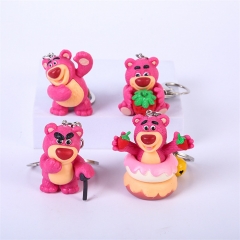 4款动物手办 草莓熊 动漫卡通粉红熊公仔玩具摆件钥匙扣
