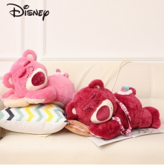 正版迪士尼草莓熊毛绒公仔可爱睡颜趴姿抱枕玩偶靠垫萌抱着睡玩偶