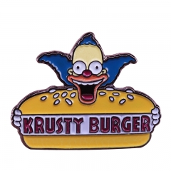 小丑Krusty汉堡胸针动画情景喜剧辛普森一家灵感徽章书包珐琅别针