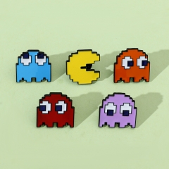 可爱卡通吃豆人胸针Pac-Man金属徽章Pacman游戏人物造型胸章配饰