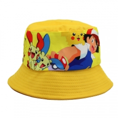 皮卡丘印花儿童渔夫帽可爱卡通神奇宝贝动漫盆帽遮阳帽子