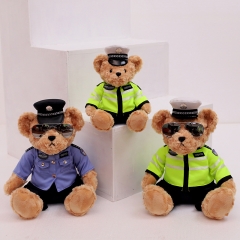 35cm 网红警察熊交警熊警察小熊创意公仔交通毛绒玩具职业小熊墨镜泰迪
