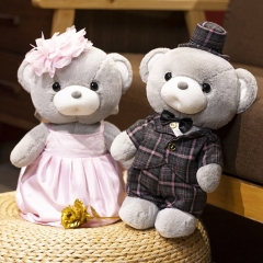 新款情侣泰迪婚纱熊毛绒玩具婚车熊公仔压床娃娃婚庆结婚礼物批发