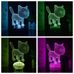 遥控16色+触控7色）卡通动漫宠物猫亚克力3D小夜灯遥控触控7色变换UFO底座创意礼物