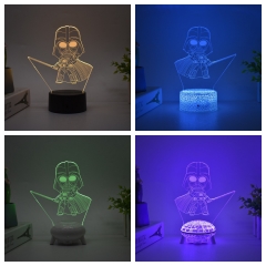 16色遥控+7色触控）星球大战周边黑武士3D小夜灯LED七彩台灯创意装饰灯光画摆