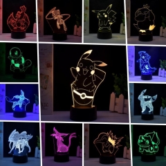 （遥控16色+触控7色）创意口袋妖怪系列精灵宝贝皮卡丘喷火龙超梦伊布3D遥控7色小夜灯