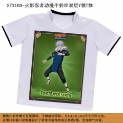 STX100-火影忍者动漫牛奶丝双层V领T恤 