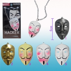 5色黑客面具项链