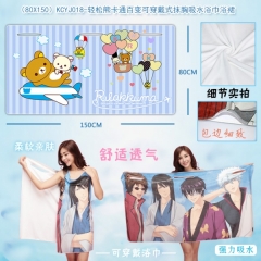 （80X150）KCYJ018-轻松熊卡通百变可穿戴式抹胸吸水浴巾浴裙