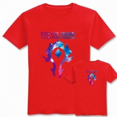 魔兽世界星空部落标志红色纯棉T恤