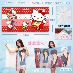 （80X150）KCYJ006-hello kitty卡通百变可穿戴式抹胸吸水浴巾浴裙