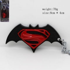 蝙蝠侠大战超人系列标志挂件银项链（红色）