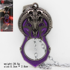 刀塔系列圆形镂空紫色黑银挂件银项链