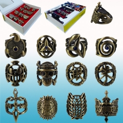 动漫标志12个装古铜戒指套装