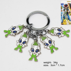 宠物小精灵系列Q版雪拉比五款挂件串烧钥匙扣（白绿）