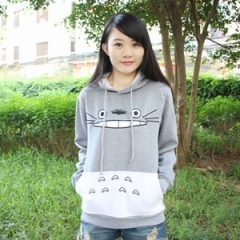 龙猫LOGO秋冬季灰色长袖连帽加厚卫衣 M L XL XXL