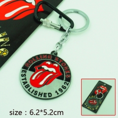 时尚流行 滚石乐队 Rolling Stones 红色大舌头标志 钥匙扣挂件（枪黑色）