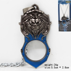 魔兽系列圆形镂空标志狮子头B款挂件银项链