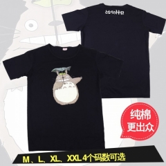 龙猫图案黑色纯棉T恤M L XL XXL